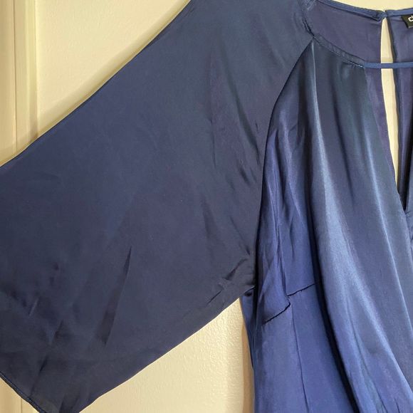 CITY CHIC woman's size 12 Sleek Tie navy blue keyhole neck asymmetrical dress - Picture 6 of 11